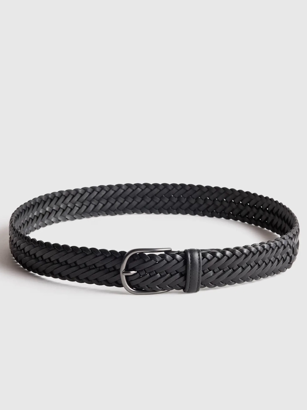 Quince Jack Italian Leather Woven Belt Black Size 30 020